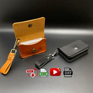 Estuche para tarjetas de cuero DIY Patrón PDF, billetera para tarjetas de visita con accesorio para cinturón Plantilla para artesanía en cuero, dxf - cdr para corte por láser