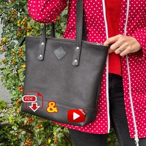 Damen Ledertasche / Tote Bag Classic /  Shopper PDF Schnittmuster (A4) und Videoanleitung