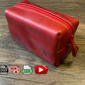 Trousse de maquillage en cuir DIY, modèle de kit unisexe Dopp PDF, sac cosmétique modèle numérique trousse de maquillage pour femmes, dxf - cdr trousse de toilette découpe laser