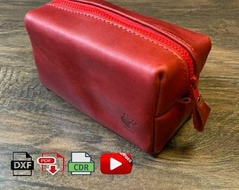 DIY Leather makeup bag, Unisex Dopp Kit Pattern PDF, Cosmetic Bag Digital template Women Make-up Bag, dxf - cdr Toiletry Bag Laser cutting