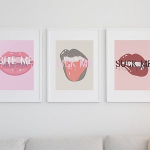 Cute Print, Home Decor, Lips, Downloadable Digital Wall Art, Printable, Lips Wall Art, Vampire Wall Art, Fun Wall Art
