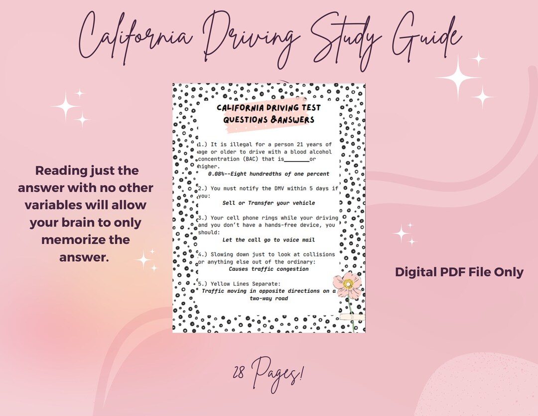 DMV California Class C Study Guide Driver’s License Written Test With ...