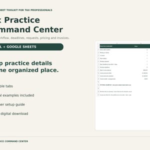 Tax Preparer Workflow Spreadsheet for Excel and Google Sheets, Client and Invoice Tracker