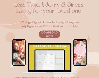 Family Caregiver Planner, Caregiver Gift, Household Planner, Self Care Planner, Caregiver Journal, iPad Planner, Digital Planner
