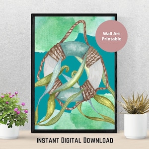 Sage Green Wall Art, Caregiver Gift, Seagrass Wall Art, Ocean Poster, Nautical Prints, Sea Theme Decor, Calm Wall Art, Emerald Green Decor