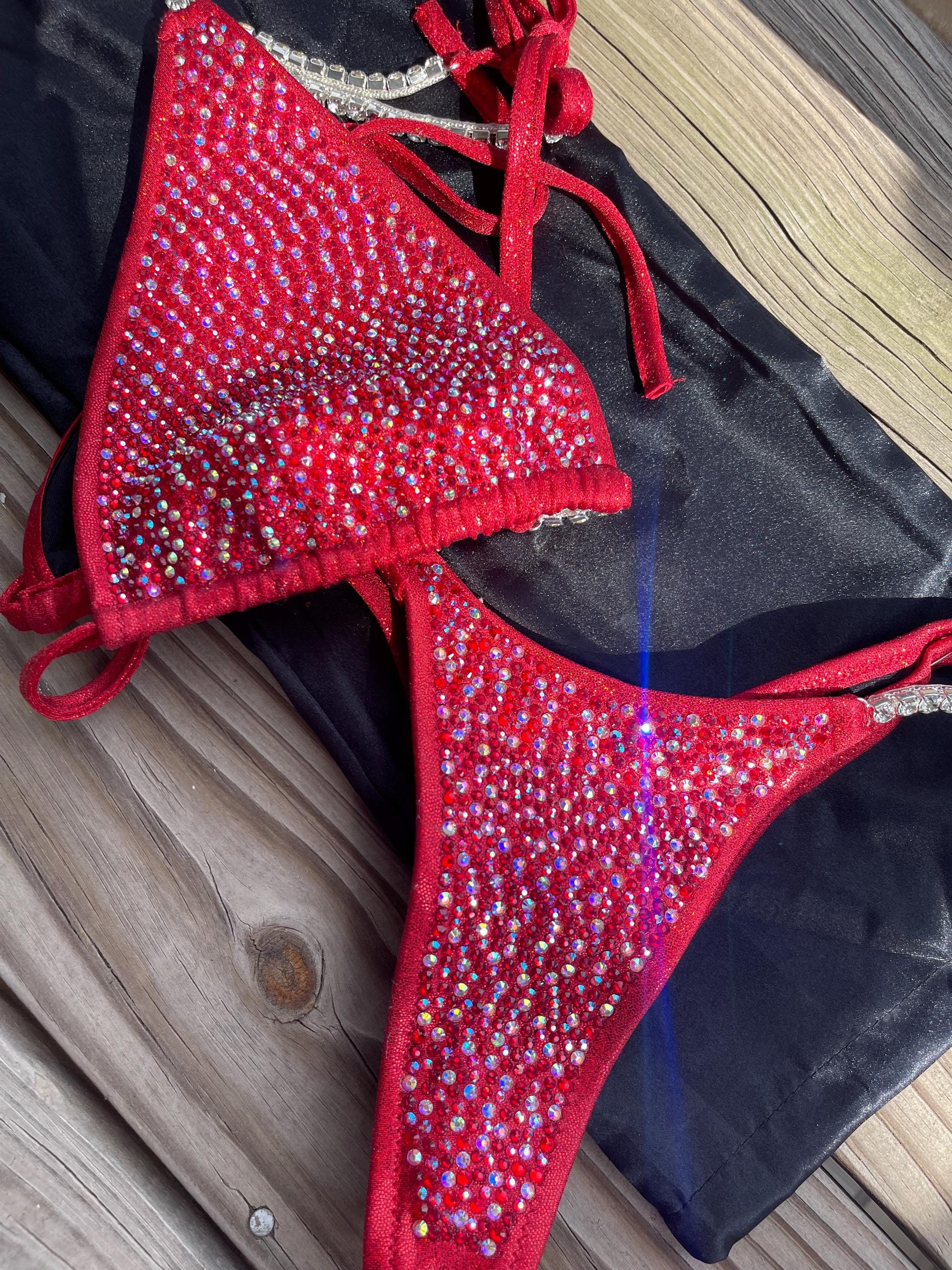 NPC, IFBB, WBFF competition bikini and wellness suits - Red Suit