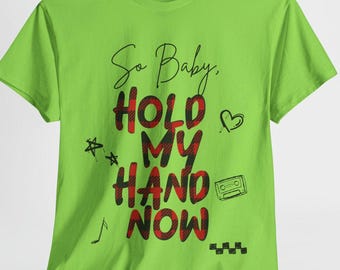 Camiseta temática del concierto de Stray Kids con la frase "Hold My Hand" de Han Jisung