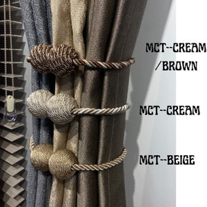Magnetic Curtain Tiebacks (Pair): Modern Brown Polyester Ties