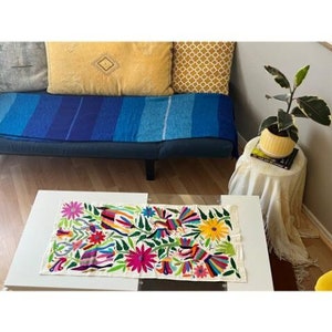 Mexican Otomi Art | Home décor | Table Runner OR Frameable  | Multicolor Tenango Hand Embroidery | Arte Otomi hecho a mano en Mexico |