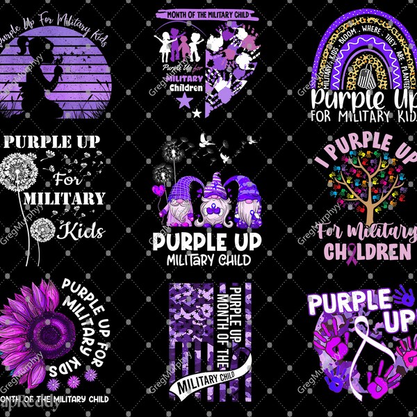 Purple Up Military Child PNG Bundle, Month of the Military Child Png, Military Kids Png, Sublimation Design, Digital Download