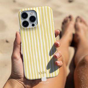 Personalized Striped Phone Case, Custom Monogram iPhone, Galaxy and Pixel Cover, Coastal Preppy Case, Summer Beachy Phonecase image 3