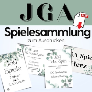 JGA Spiele Set Ausdrucken, JGA Spiele Sammlung, Junggesellenabschied Spiele, Bachelorette Party Spiele, Brautparty Spiele PDF Vorlage