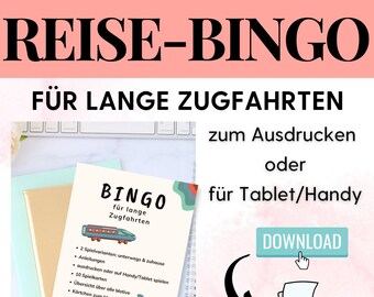 Stampa bingo, gioco da viaggio per bambini, bingo per bambini, viaggio in treno con attività per bambini, viaggiare con bambini, vacanze con bambini, modello bingo