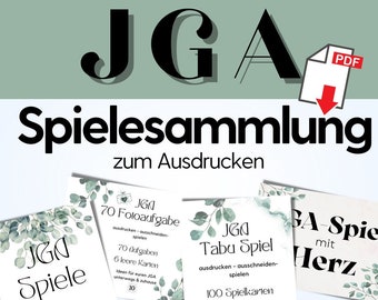 JGA Spiele Set Ausdrucken, JGA Spiele Sammlung, Junggesellenabschied Spiele, Bachelorette Party Spiele, Brautparty Spiele PDF Vorlage