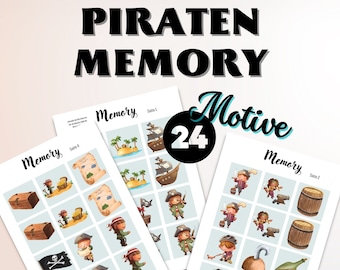 Pirate Memory Game PDF, Pirate Game, Kindergarten Game Idea Pirates, KiTa Game PDF, Memory to Print, Pirate Motto KiTa
