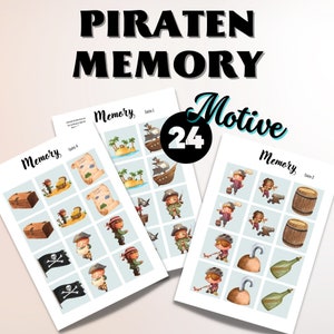 Pirate Memory Game PDF, Pirate Game, Kindergarten Game Idea Pirates, KiTa Game PDF, Memory to Print, Pirate Motto KiTa