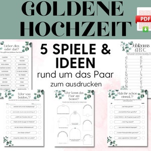 5 games for the golden wedding anniversary to print, game set ideas for the parents&#39; golden wedding anniversary PDF download, wedding games for the golden wedding anniversary