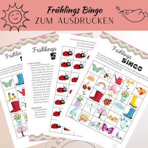 Spring Bingo, Printable Game, Kids Birthday Game, Bingo for Kids, Party Game, Family Celebration Game, Bingo Printable, Bingo Printable