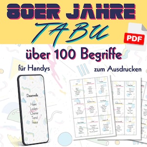 80s Party Taboo Game to Print, Game Idea for 1980s Theme Party, 80s Party Game, Theme Party 80s Guess Words