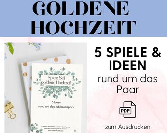 5 wedding games golden wedding to print, celebrate golden wedding, games 50th wedding anniversary, golden wedding 1973 games ideas PDF