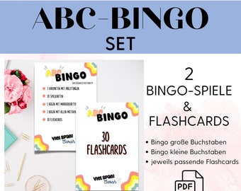 Set 2 abc Bingo Spiele Kinder PDF, Bingo Buchstaben, Vorbereitung auf die Schule, Lernen ABC, Buchstaben lernen, Grundschule Bingo Spiel