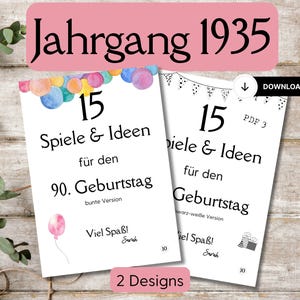 Spiele für den 90. Geburtstag, Partyspiele zum Ausdrucken, 90. Geburtstag Oma Opa feiern, Jahrgang 1935, Geburtstagsfeier Ideen Download