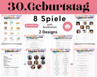 Party Spiele für den 30. Geburtstag Mann Frau, Party Spiele PDF, 1994 Geburtstag Spiele, 30 Geburtstag Spiele auf Deutsch zum Ausdrucken