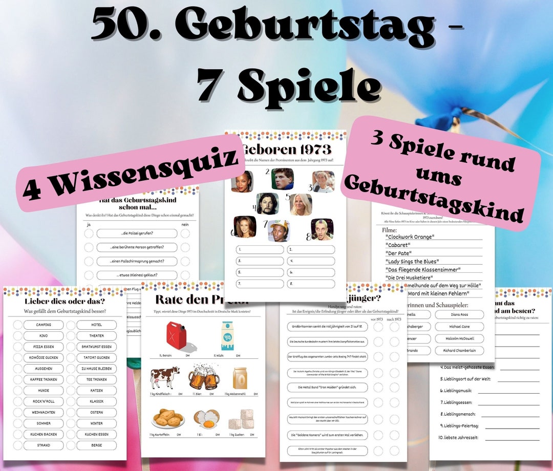 Partyspiele Für Den 50. Geburtstag 50. Geburtstag Spiele Auf Etsy