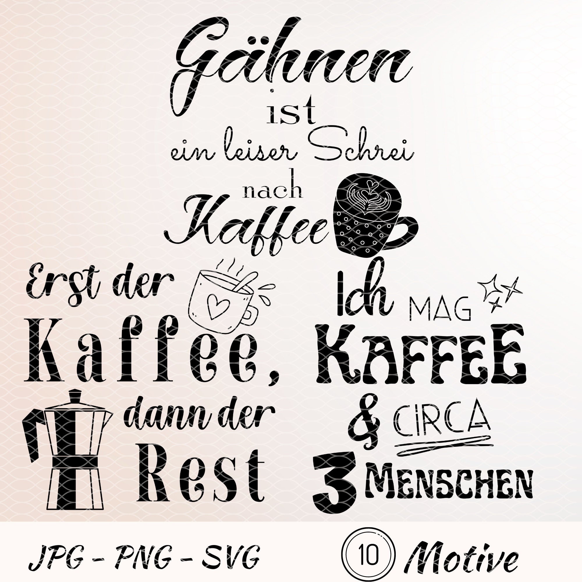 Kaffee SVG Bundle deutsch Kaffee Spruch Plotter Datei Cricut Etsy.de