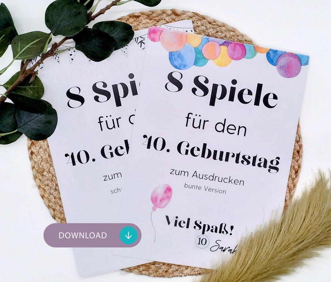 Geburtstagsspiele Zum 40. Geburtstag Set Zum Ausdrucken 40. Etsy