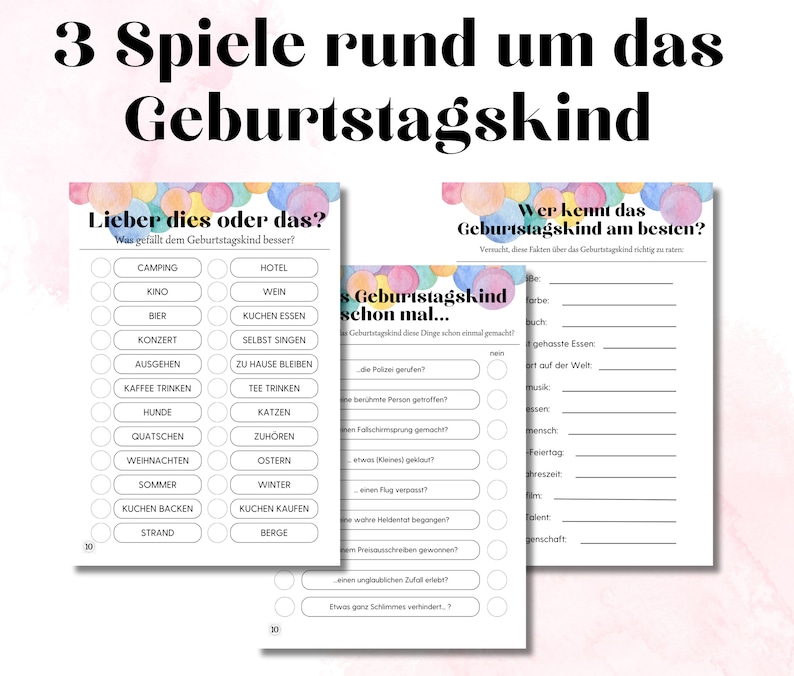 3 Spiele rund um das Geburtstagskind