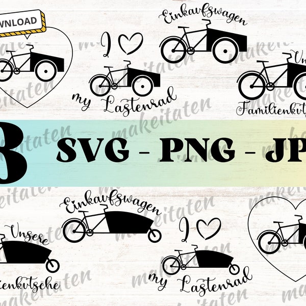 SVG bundle cargo bike, plotter template cargo bike, SVG cargo bike, gift cargo bike, cargo bike illustration, cargo bike clipart