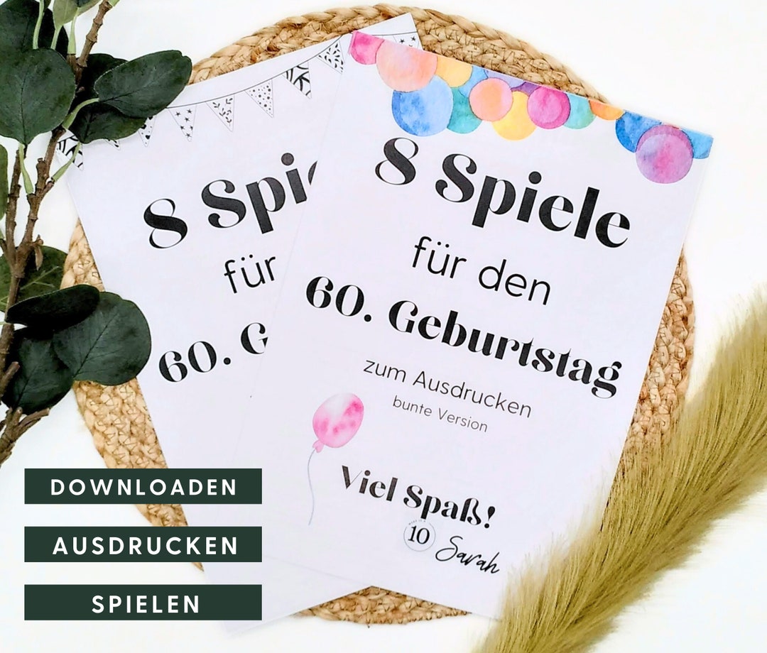 Spiele Zum 60 Geburtstag Einer Frau Kostenlos 60th Birthday Games Set to Print in Color & Black and White, Party