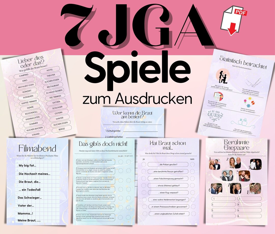 JGA Spiele zum Ausdrucken JGA Spiele für Frauen Etsy.de