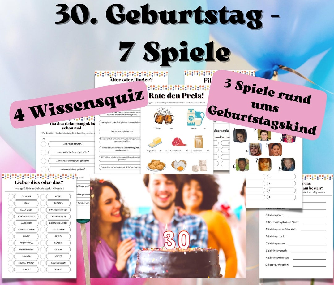 30er Geburtstag Spiele 30. Geburtstag Spiele Mann Frau 30ter Etsy