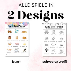 Jedes Spiel bekommst du per Download in 2 Designs: bunt und schwarz-weiß. Schwarz-weiß ist besonders praktisch, wenn du die Spiele kopieren willst oder wenn du keinen Farbdrucker zur Verfügung hast.