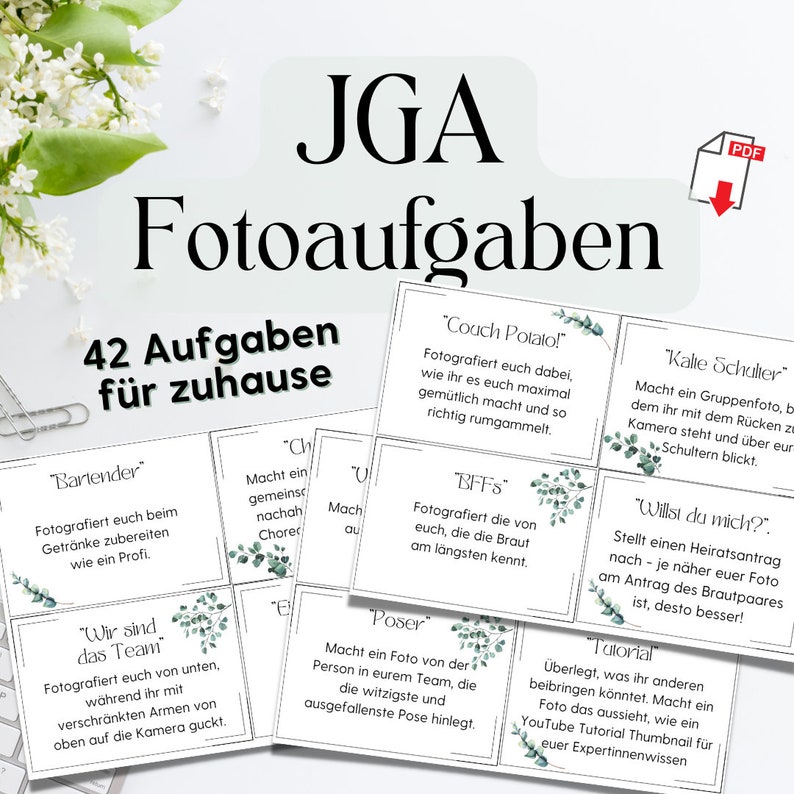 Boho Fotosafari JGA, Lustige Fotoaufgaben JGA, Jungesellenabschied Spiele unterwegs und zuhause