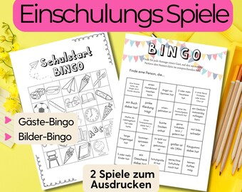 School enrollment games set to print for girls and boys, ideas for the start of school, guest bingo first day of school, candy bag party favors