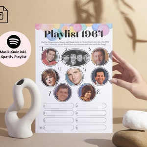 Foto des Musikquiz in Farbe mit Hinweis auf die Spotify Playlist