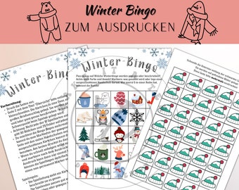 Bingo for kids, winter bingo PDF, printable party game, game for kindergarten, printable bingo, party game for kids