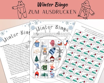 Bingo for kids, winter bingo PDF, printable party game, game for kindergarten, printable bingo, party game for kids