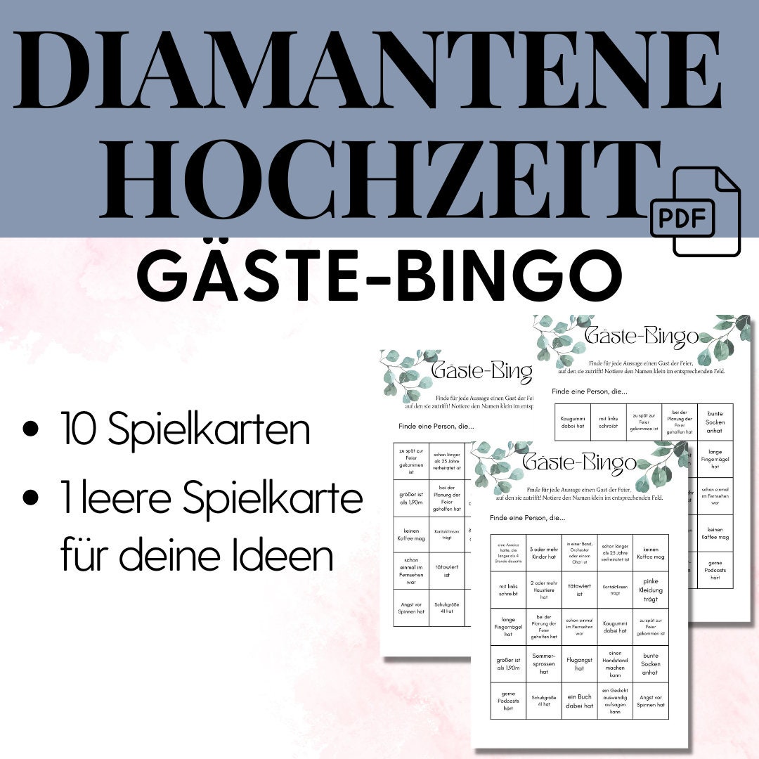 Hochzeitsspiele für die Diamantene Hochzeit zum Ausdrucken, 60