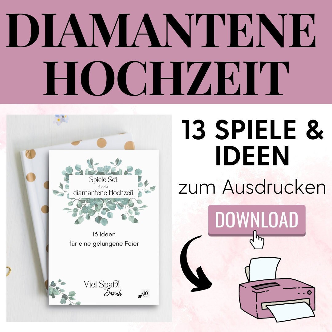Sprüche Zur Diamantenen Hochzeit Der Eltern Diamantene Hochzeit Spiele Set zum Ausdrucken, 60. Hochzeitstag Ideen