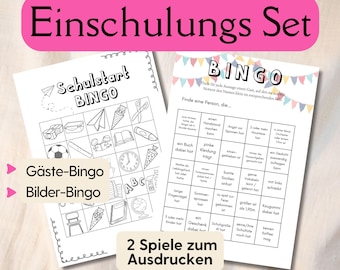 School enrollment games set to print for girls and boys, ideas for the start of school, guest bingo first day of school, candy bag party favors