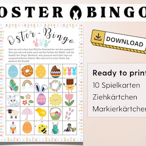 Oster Bingo PDF, Spiel zum Ausdrucken, Spiel auf Papier Ostern, Bingo Karten, Bingo Vorlagen Ostern, Bingo zum Ausdrucken, Bingo Vorlage