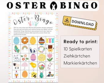 Easter Bingo PDF, Printable Game, Easter Paper Game, Bingo Cards, Easter Bingo Templates, Printable Bingo, Bingo Template