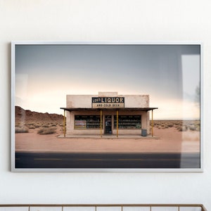 Roadside Remains 5/7 - Lou's Liquor, Desert Landscape Art, Southwestern Design, Western Wall Art, Modern Art Print, Boho Eclectic, Bar Art