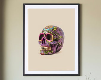 Southwestern Skulls Print #1 de 4, Arte Esqueleto, Decoración Occidental, Arte Mural Suroeste, Diseño Mexicano, Impresión Dia De Los Muertos, Arte Moderno