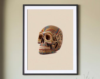 Southwestern Skulls Print #3 de 4, Arte Esqueleto, Decoración Occidental, Arte Mural Suroeste, Nativo Americano, Impresión Dia De Los Muertos, Arte Moderno