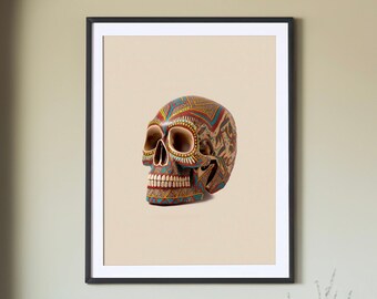Southwestern Skulls Print #3 of 4, Skeleton Art, Western Decor, Southwestern Wall Art, Native American, Dia De Los Muertos Print, Modern Art